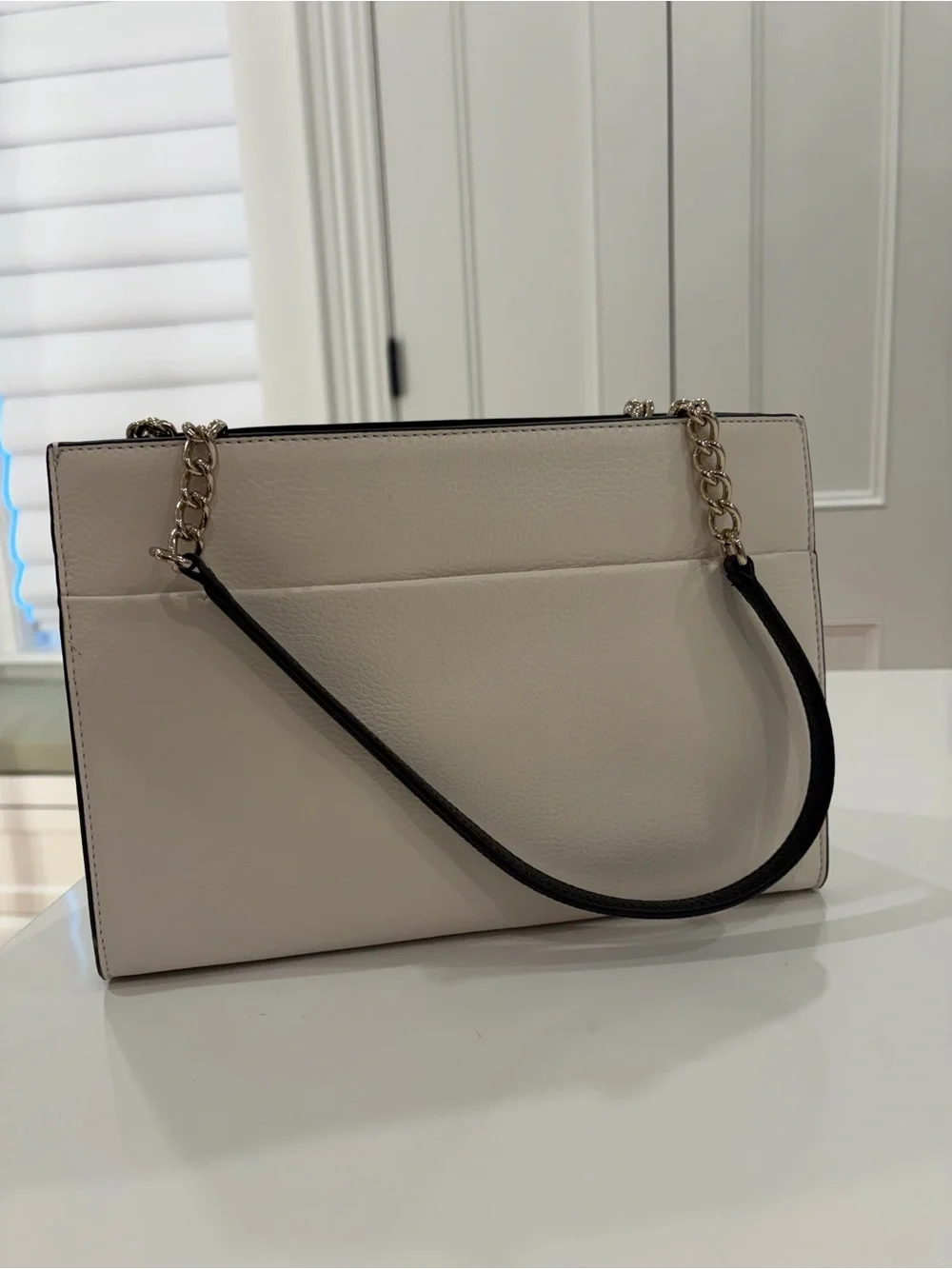 kate spade Cream Shoulder Bag with Black Trim and Bow Detail